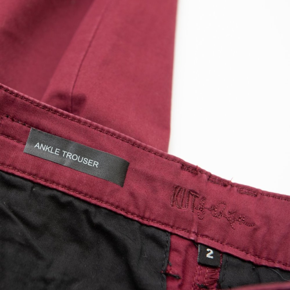 Kut From The Kloth Annora Pant Ankle Legnth Straight Burgundy Red Size 2 New - Picture 4 of 7